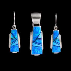 Cultured-Opal-Onyx-Pendant-Earring-Set