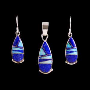 Lapis-Cultured-Opal-Pendant-Earring-Set