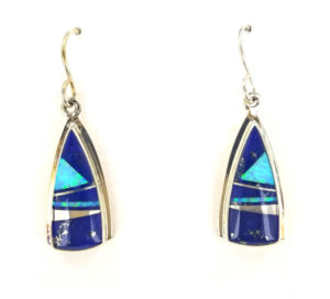 Lapis and Cultured Opal Inlaid Earring