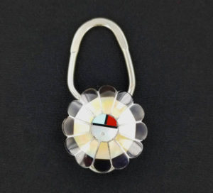 Zuni Golden Sunface Key Ring
