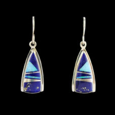 Lapis and Cultured Opal Inlaid Earring