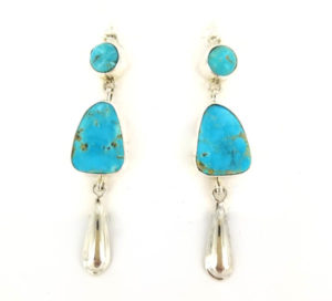 Double Turquoise Stone Dangle Earring