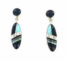 Onyx & Cultured Opal Inlaid Earring