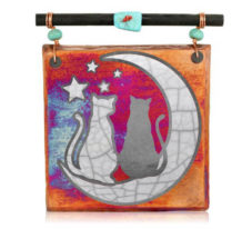 Raku TIles- Cat & moon