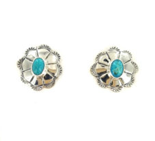 Turquoise Silver Scalloped Earring