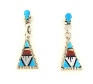 Zuni Multi-Stone Triangle Earring