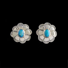 Turquoise Silver Scalloped Earring