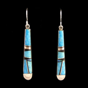 Turquoise & Onyx Inlaid Earring