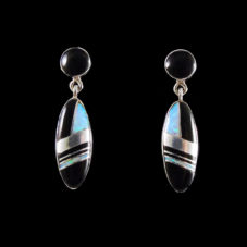 Onyx & Cultured Opal Inlaid Earring