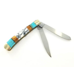 White Buffalo-Turquoise Trapper Knife c