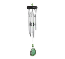 Wooden Top Geode Chime green