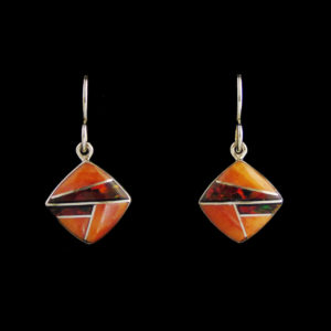 Spiny Oyster & Red Opal Inlaid Earring