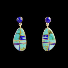 Turquoise Oval Dangle Inlaid Earring