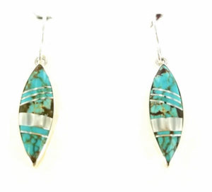 Thin Turquoise Dangle Inlaid Earring