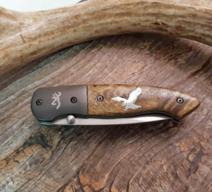 Silver Eagle Inlaid Browning Knife