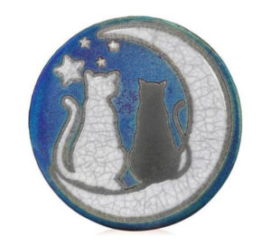 Cat & Moon Raku Silhouette Coaster