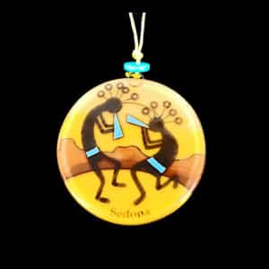 Double Kokopelli Glass Ornament