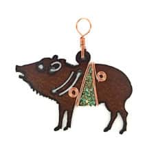 Javelina Metal Christmas Ornament