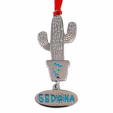 Silver Saguaro Metal Ornament