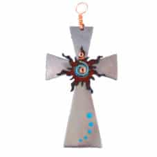 Spiral Sun Silver Cross Ornament