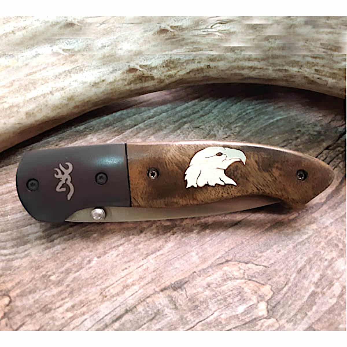 Eagle Head Inlaid Browning knife