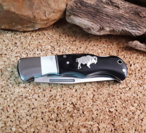 Buffalo Lock Back Bone & Wood Knife