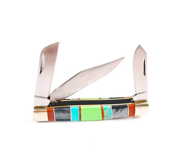 Turquoise Inlay Pocket Buck Knife - Malouf on the Plaza