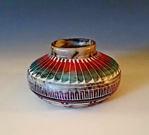 White Clay Navajo Etched Horsehair Pot