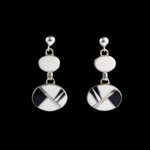 Navajo Onyx & White Buffalo Silver Earrings