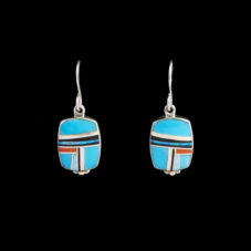 Native American Multi-Stone Inlaid Earrings _NZE-114