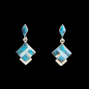 Handcrafted Navajo Inlaid Diamond Shaped Earrings