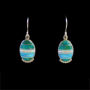 Native American Turquoise & Cultured Opal Navajo Earrings