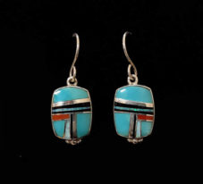 Native American Multi-Stone Inlaid Earrings _NZE-114