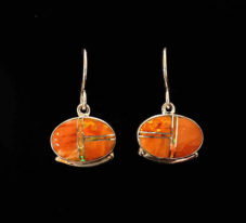 Native American Spiny Oyster and Red Opal Earrings_NZE-84