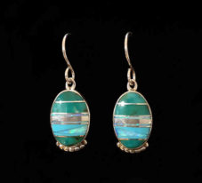 Native American Turquoise & Cultured Opal Navajo Earrings