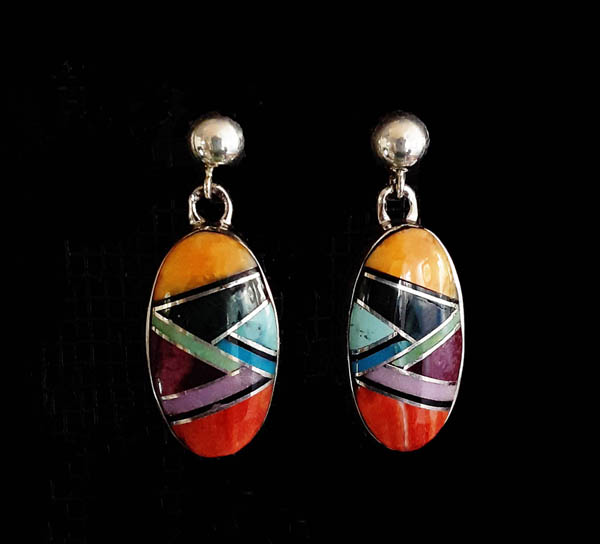 Dazzling Native American Navajo Blue Gem Turquoise Synthetic Opal Sterling Silver Earrings Dazzling Native American Navajo Blue Gem Turquoise Synthetic Opal Sterling Silver Earrings