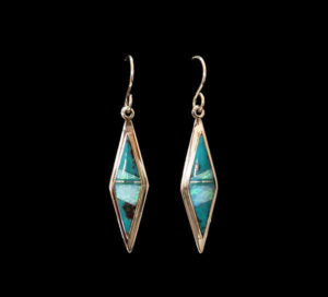 Navajo Turquoise & Opal Dangle Earrings_NZE-121