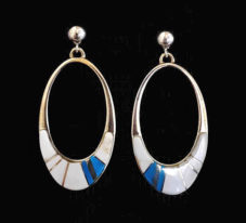 Navajo Turquoise and White Buffalo Loop Earrings