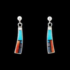 Native American Inlaid Sterling Silver Earrings