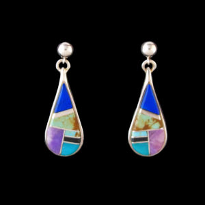 Navajo Teardrop Multi-stone Inlaid Earrings