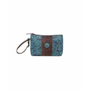 Myra Aqua Wristlet Leather Bag