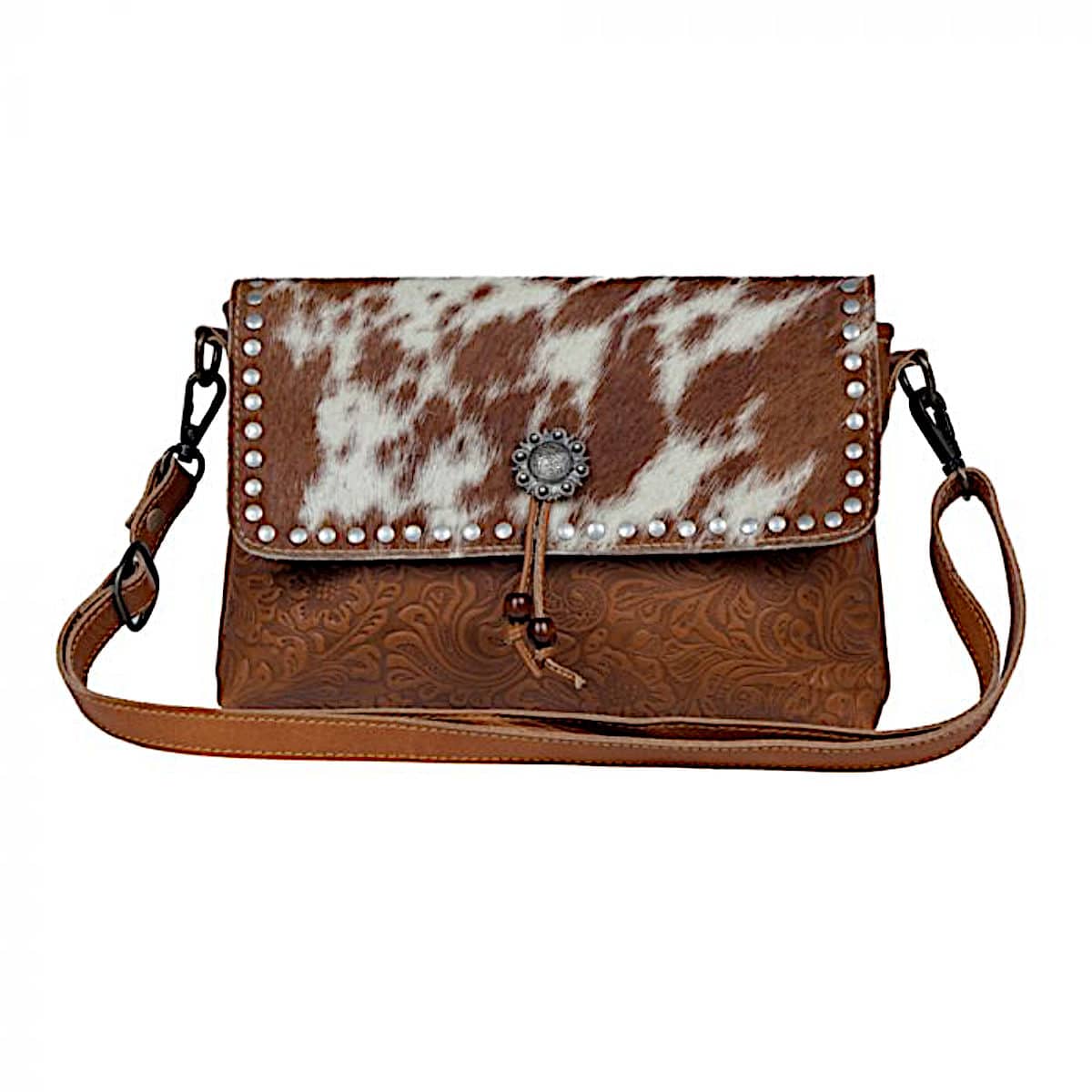 Myra Blossom Etched Leather & Hair On Bag