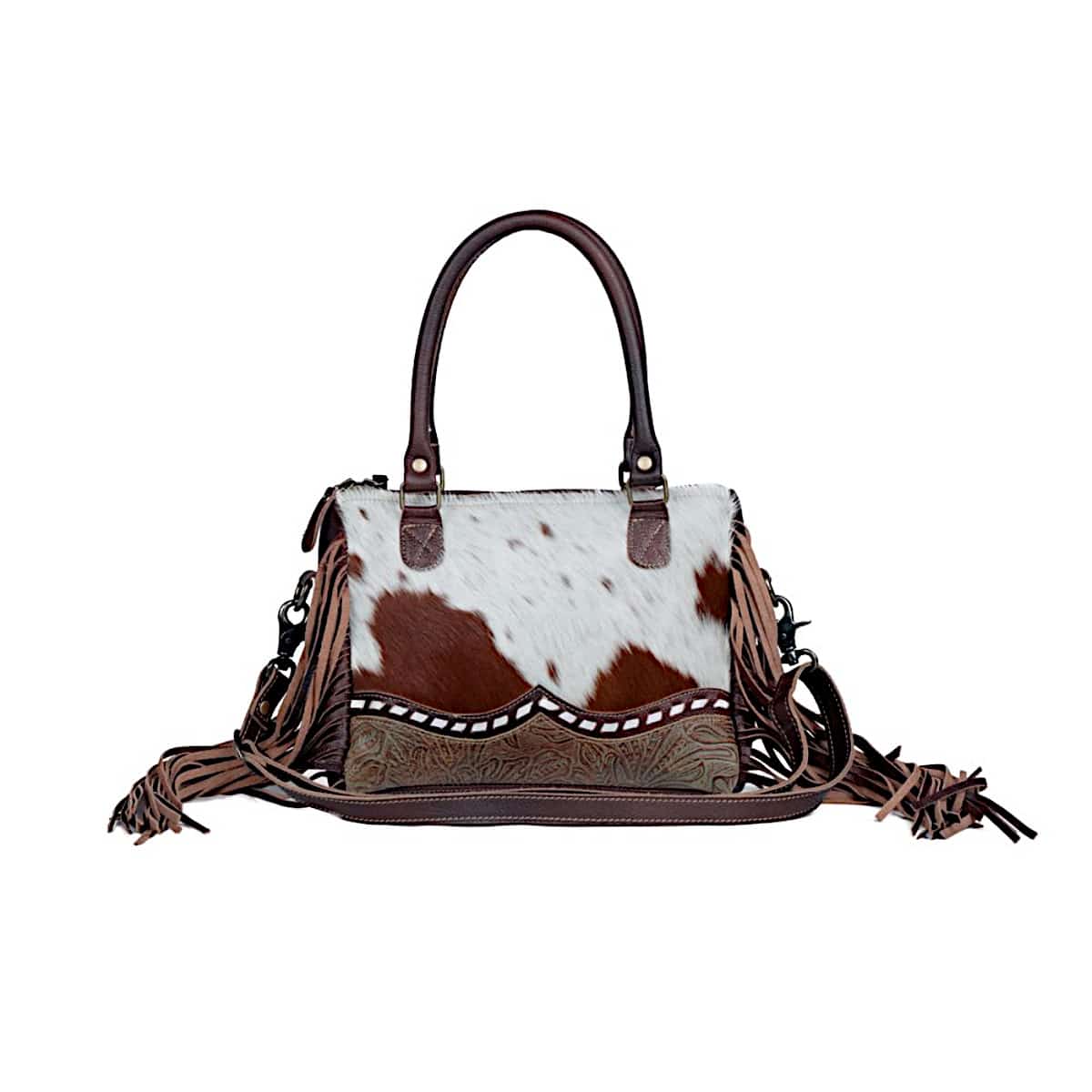 Myra Bag Cowprint Crossbody Leather Purse - Women's Bags in Brown