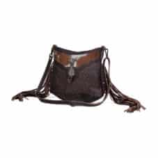 Myra Sculpted Brown Leather & Hair On Bag