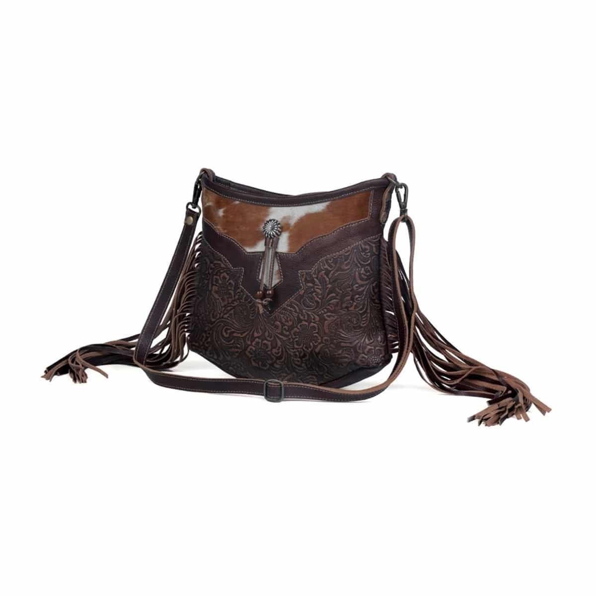 Brown Cowhide Inspired Crossbody