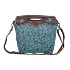 s-3363-1 Myra Blue Blossoms Hand-Tooled Bag