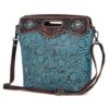 s-3363-2 Myra Blue Blossoms Hand-Tooled Bag