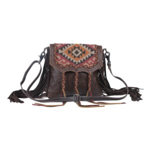 s-3807-1 Aztec Motif Leather & Hairon Bag