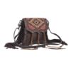 s-3807-2 Aztec Motif Leather & Hairon Bag
