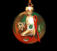 025-Cowboy Boot & Horse Glass Western Glass Ornament